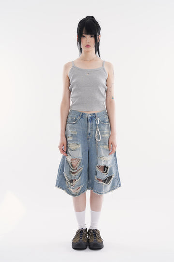 Anaheim distressed bermuda denim pants